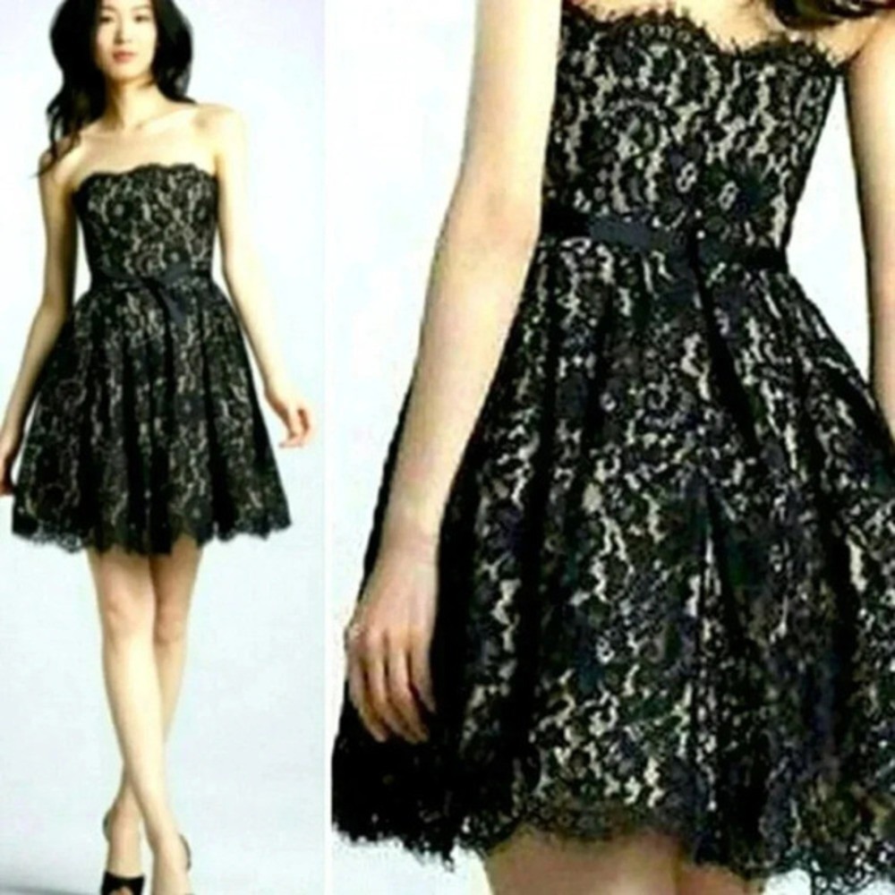 Robert Rodriguez Target Neiman Marcus Dress 10 Black Lace Strapless Cocktail LBD